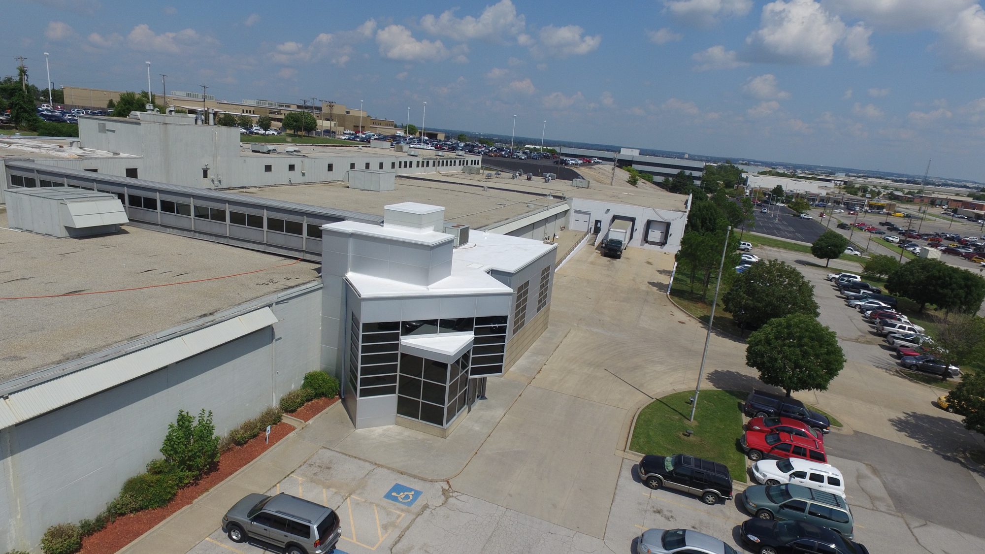 Drone view of the ResourceOne building on 43rd in Tulsa