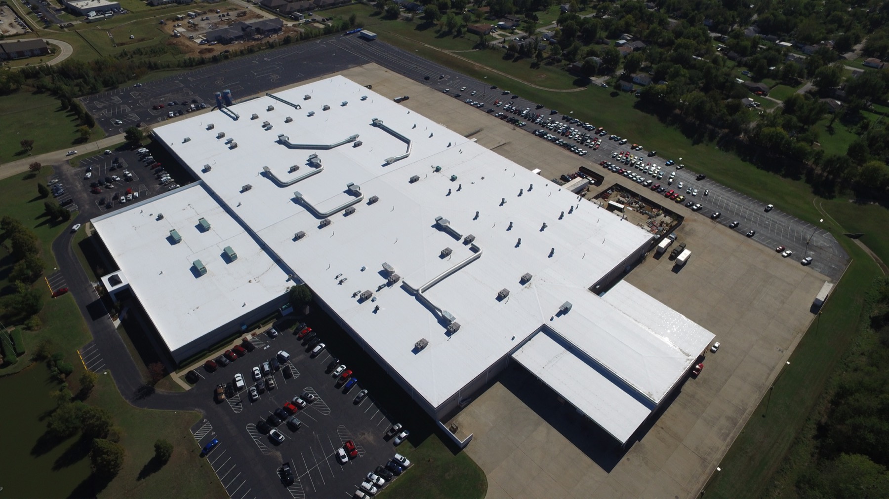 Aerial of the ResourceOne Apache facility with roof sections outlined