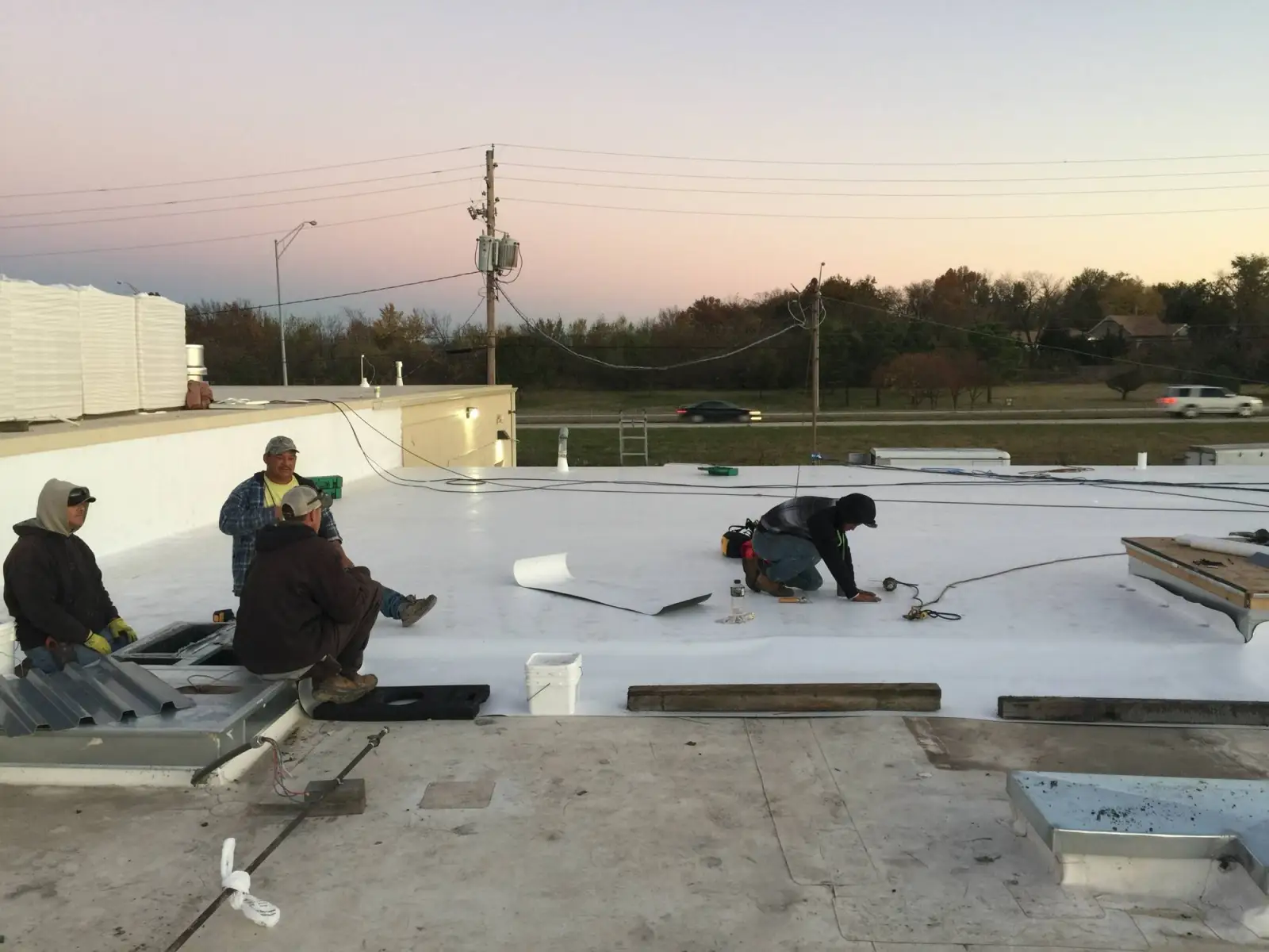 TPO install at Crystal City shopping center at sunset